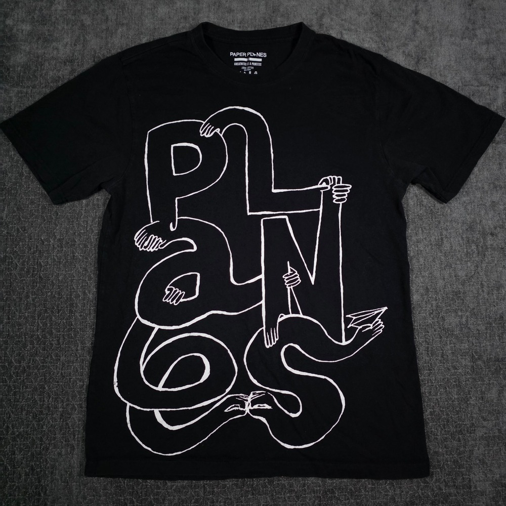 Paper Planes Roc Nation T Shirt Mens Medium Black Spellout Abstract Hands Jay Z